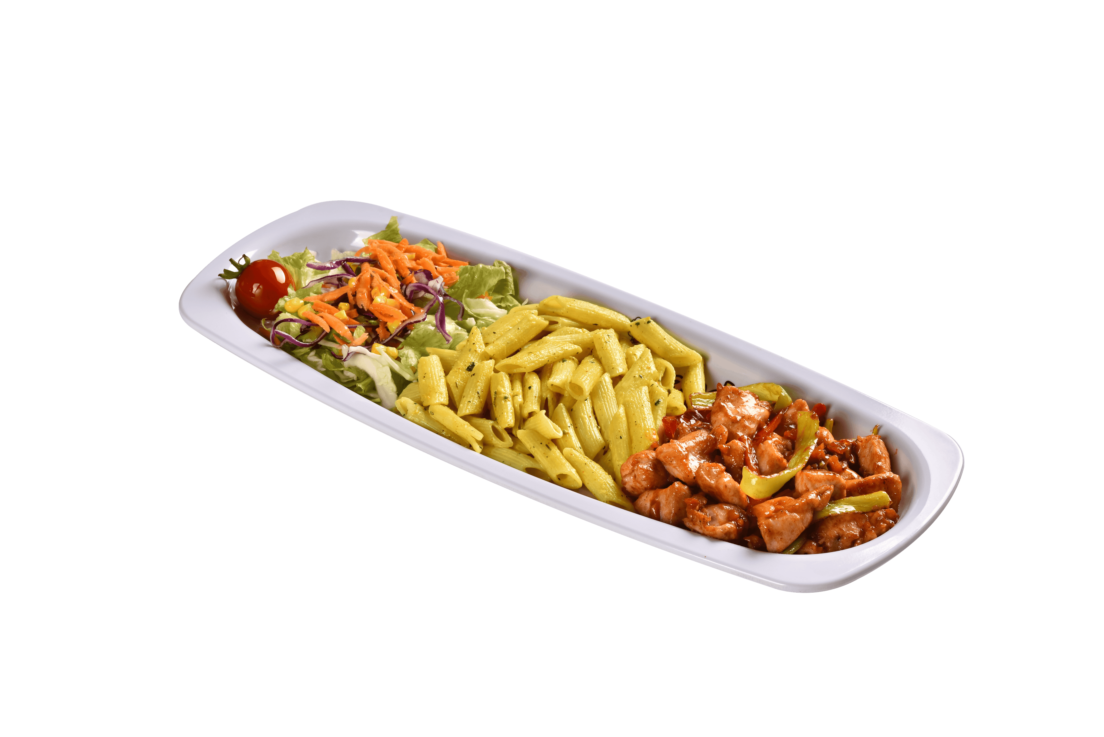 Çıtır acı soslu makarna tavuk menü